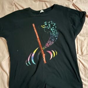 Black Graphic T-Shirt with Colorful Design